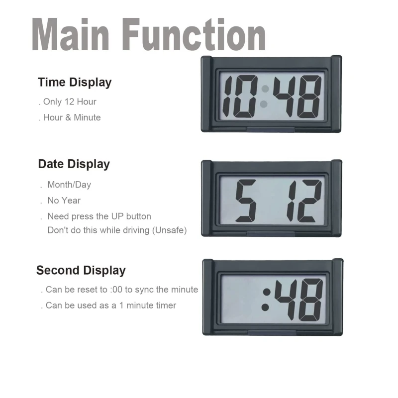 Demiawaking Mini Digital LCD Auto PKW LKW Armaturenbrett Datum Zeit  Kalender Uhr schwarz