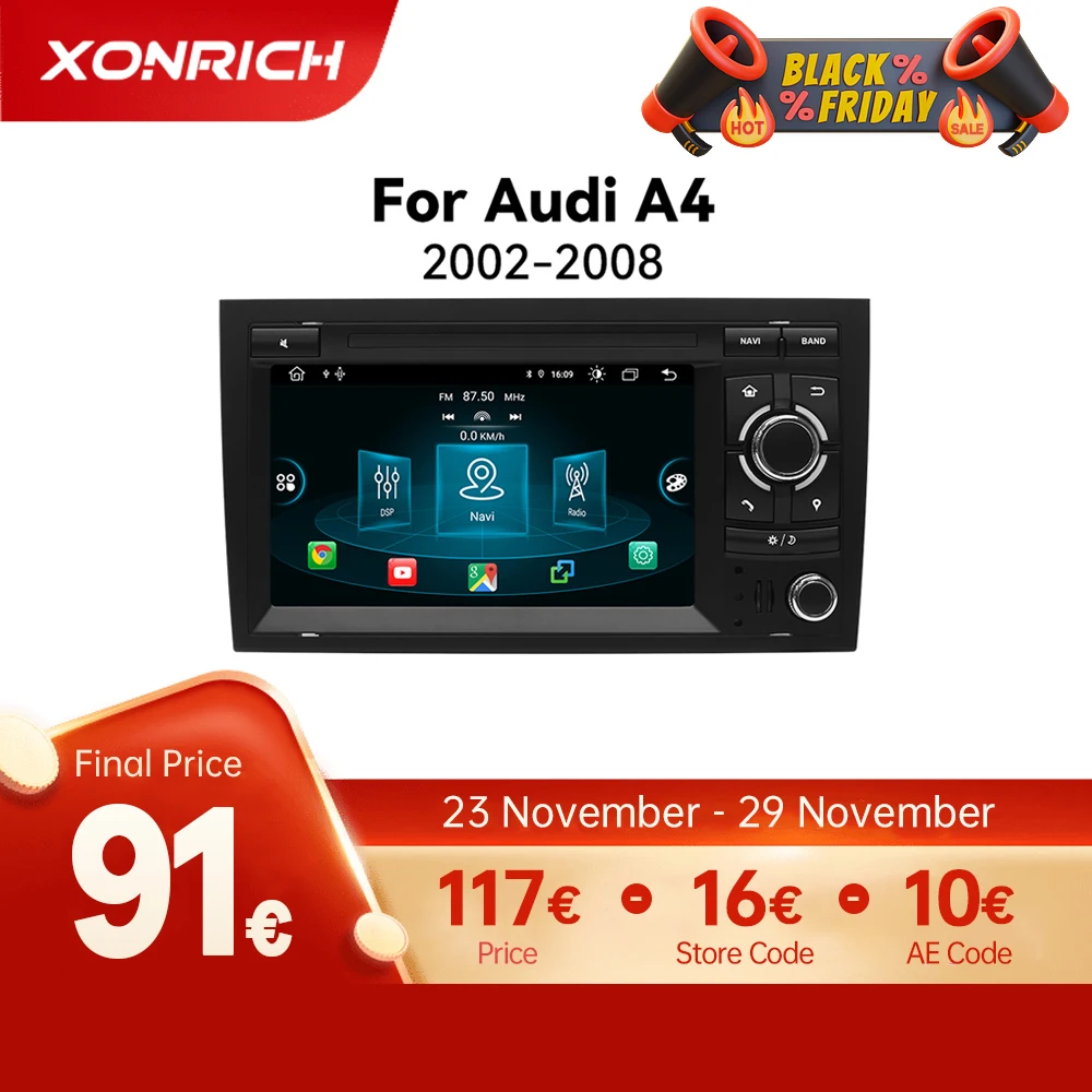 WirelessCarplay1DinAndroid12GPSMultimediafrAudiA4B8B6B7