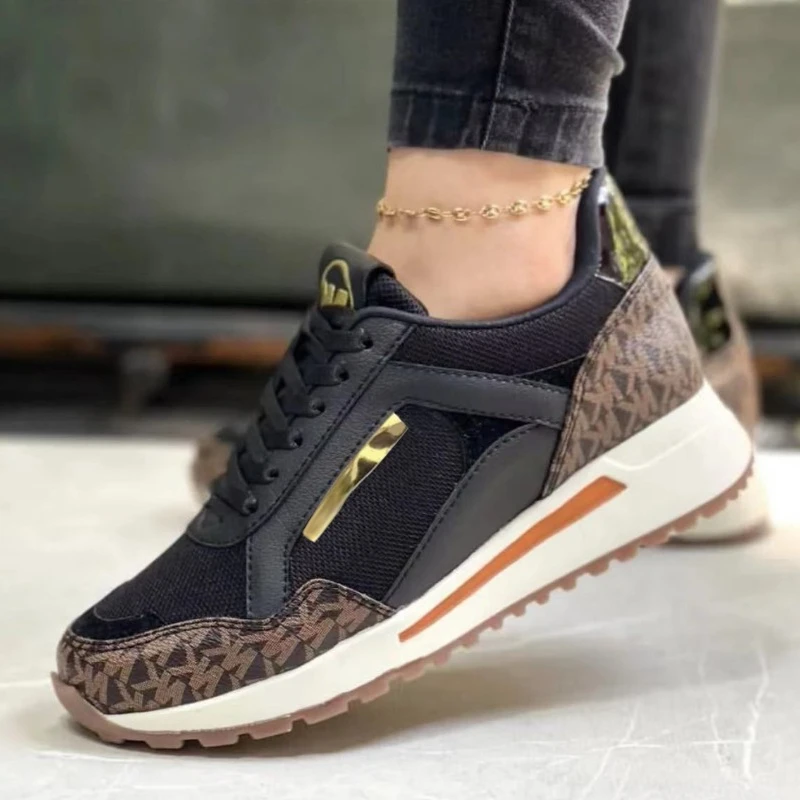 2025 New Style Women Wedges Sneakers Lace - Up Breathable Sports Shoes Casual Platform Female Footwear Ladies Vulcanized Shoes 2
