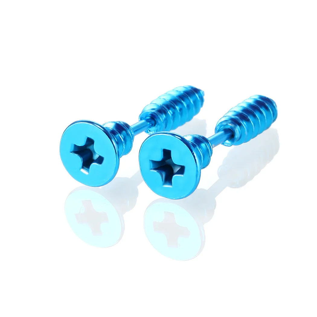Mehrere Farben Kleine Edelstahl Schraube männer Bolzen Ohrringe Frauen Punk Gothic Schwarz Tragus Piercing Ohr Schmuck Zubehör – Detail 7