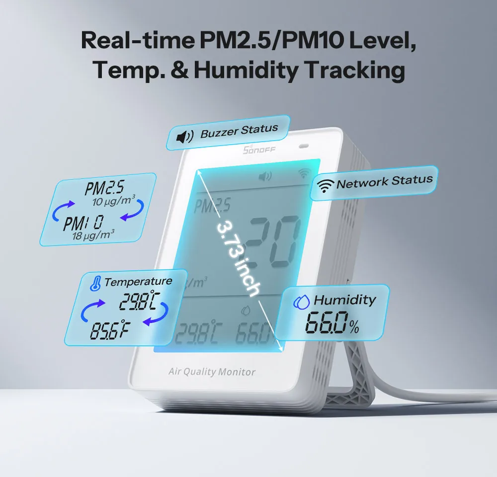SONOFF SAWF-07P AirGuard PM2.5/PM10 Matter Over Wi-Fi Air Quality Monitor Matter Kompatible Smart Integration Alexa Apple Home – Detail 6