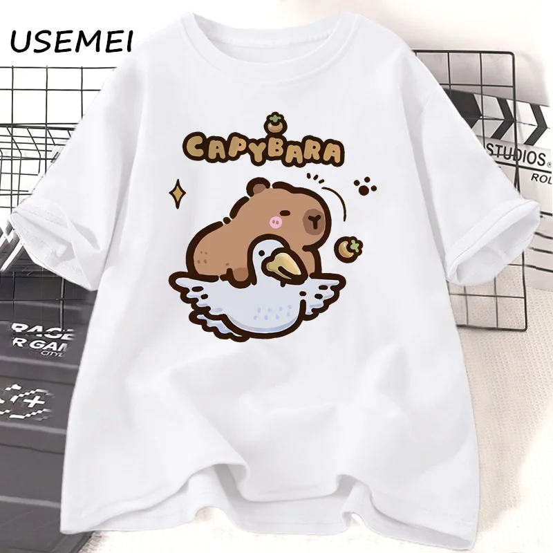 Funny Capybara T-shirts Men Women Summer Cute Animal T Shirt Cotton Short Sleeve Graphic T Shirts Streetwear Women's Clothing 2