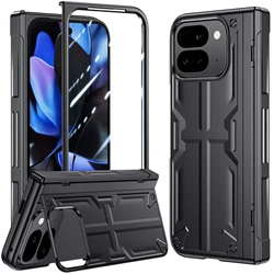 POVSCAE Full-Coverage Hinge Protection Slim Shield Armor Case with Stand and Screen Protector for Pixel 9 Pro Fold (Black)