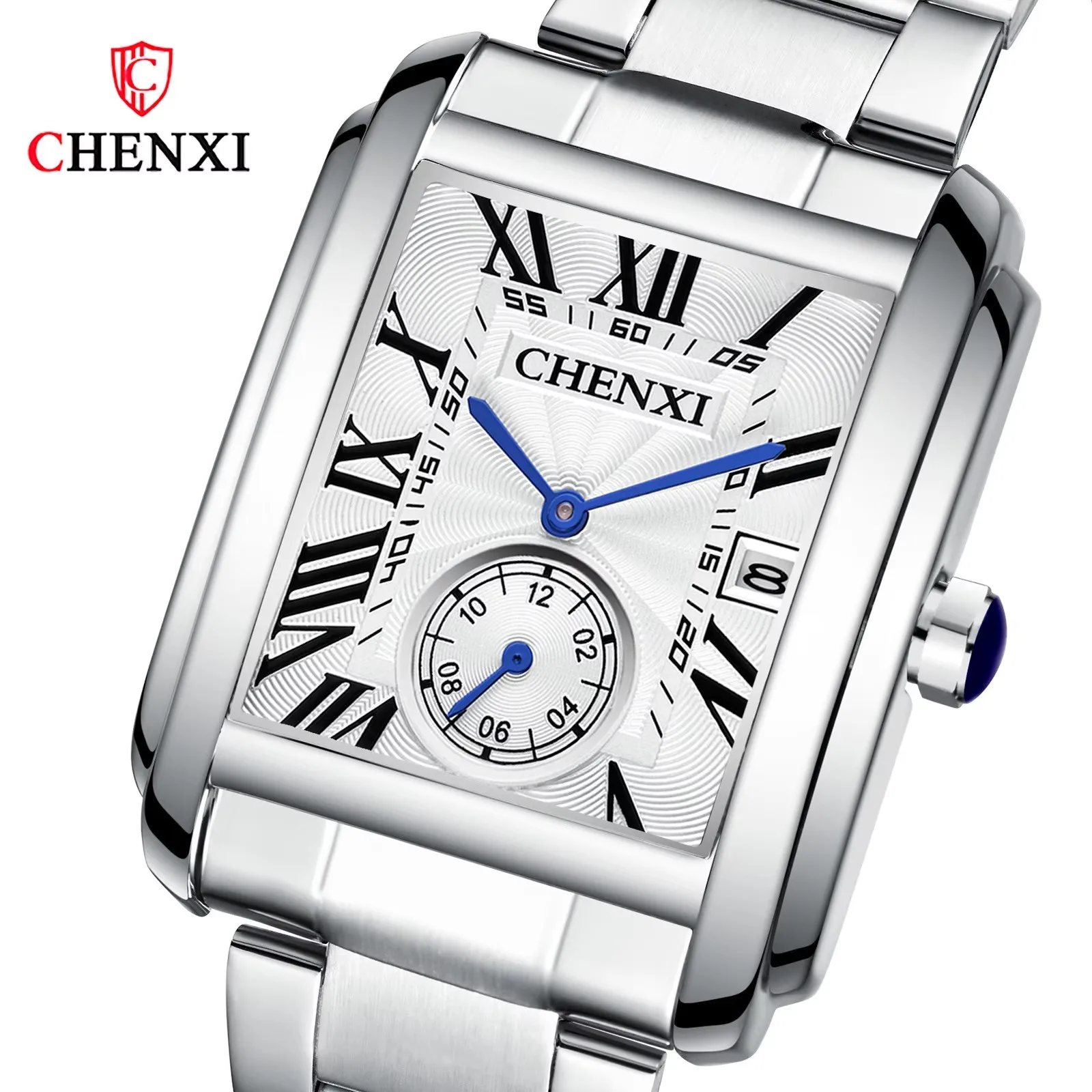 CHENXI 8216 Quartz Watches Fashion Simple Business Simple Silvery Stainless Steel Strap Wristwatches for Men 2