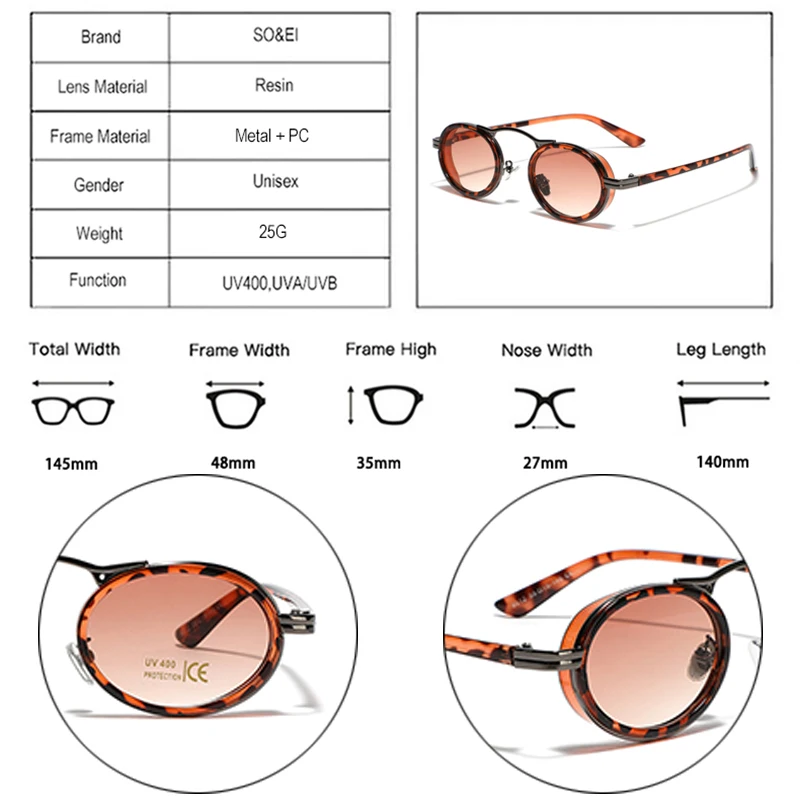 SO&EI Retro Punk Sunglasses Women Small Oval Gradient Shades UV400 Men Trending Semi-Metal Sun Glasses