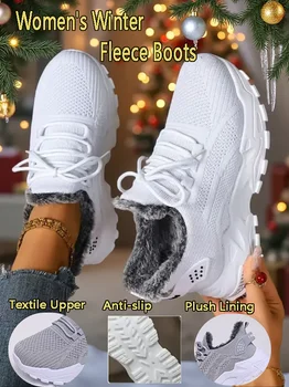 women's shoes, women's winter sports shoes non slip soles plush lining women's shoes breathable single mesh dad shoes