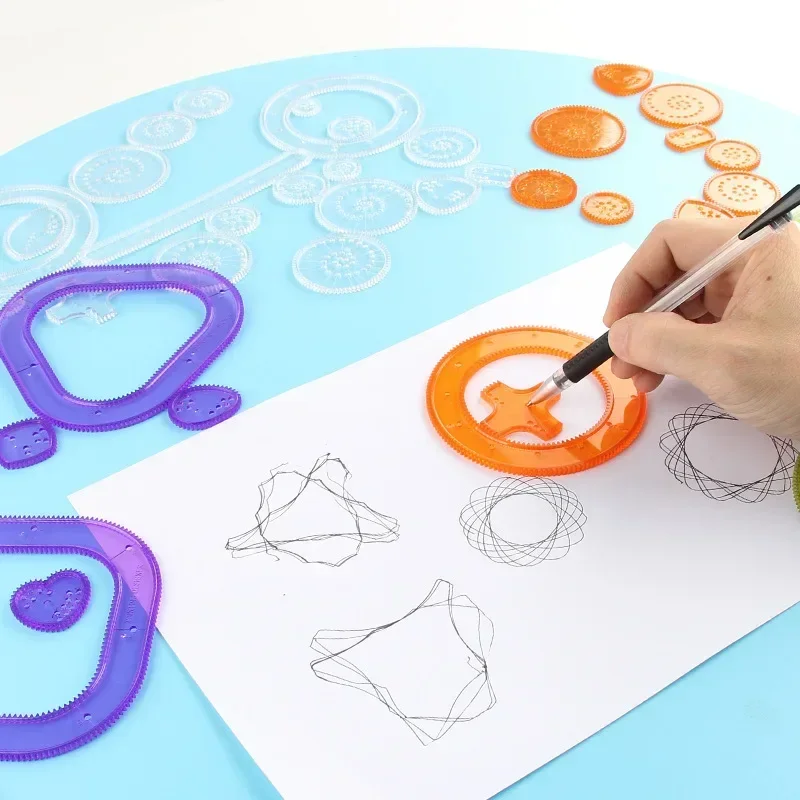 재미 있은 연동 기어 바퀴 Spirograph 드로잉 장난감 세트 어린이를위한 크리 에이 티브 교육 장난감 그림 그리기 액세서리
