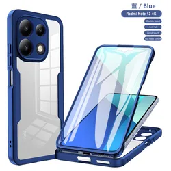 Enhanced Transparent 360 Full Body Shockproof Phone Cover for Redmi Note13ProPlus (Blue)