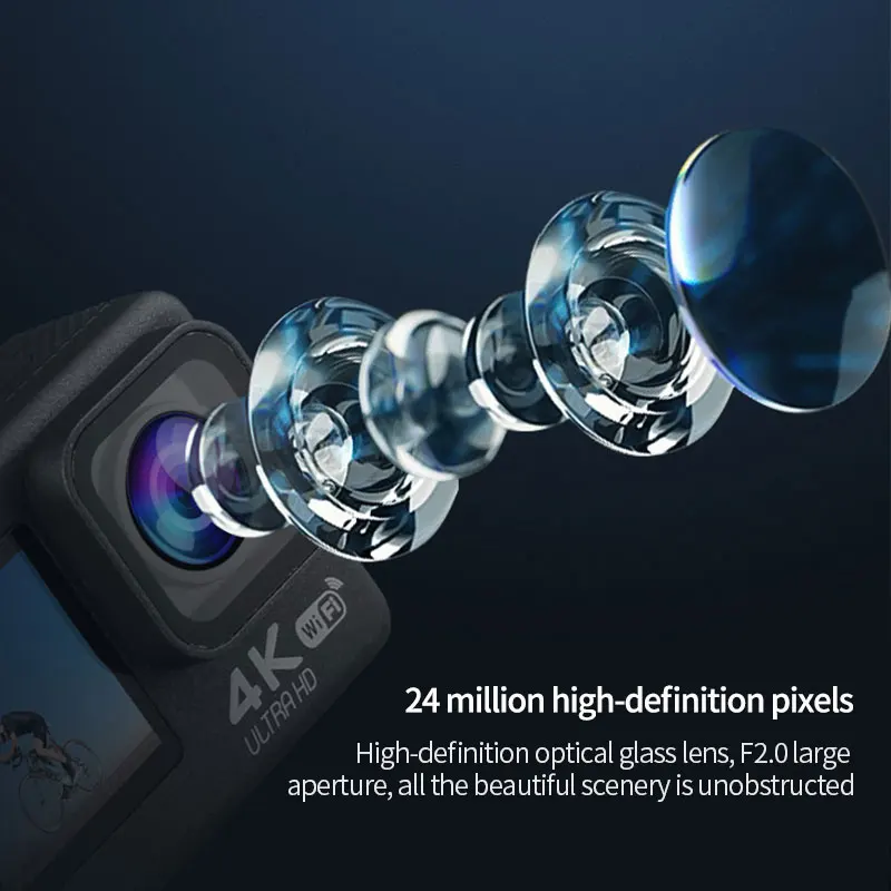 4K Ultra HD Action Camera WiFi 170D Touch Screen 30m Go Waterproof Professional Helmet Video Recording Camera Remote Control 6