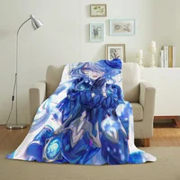 Fur Blanket Throw Furina Sofa Blankets Characters Fluffy Plaid Microfiber Bedding Luxury Blankets King Size Home and Decoration 2