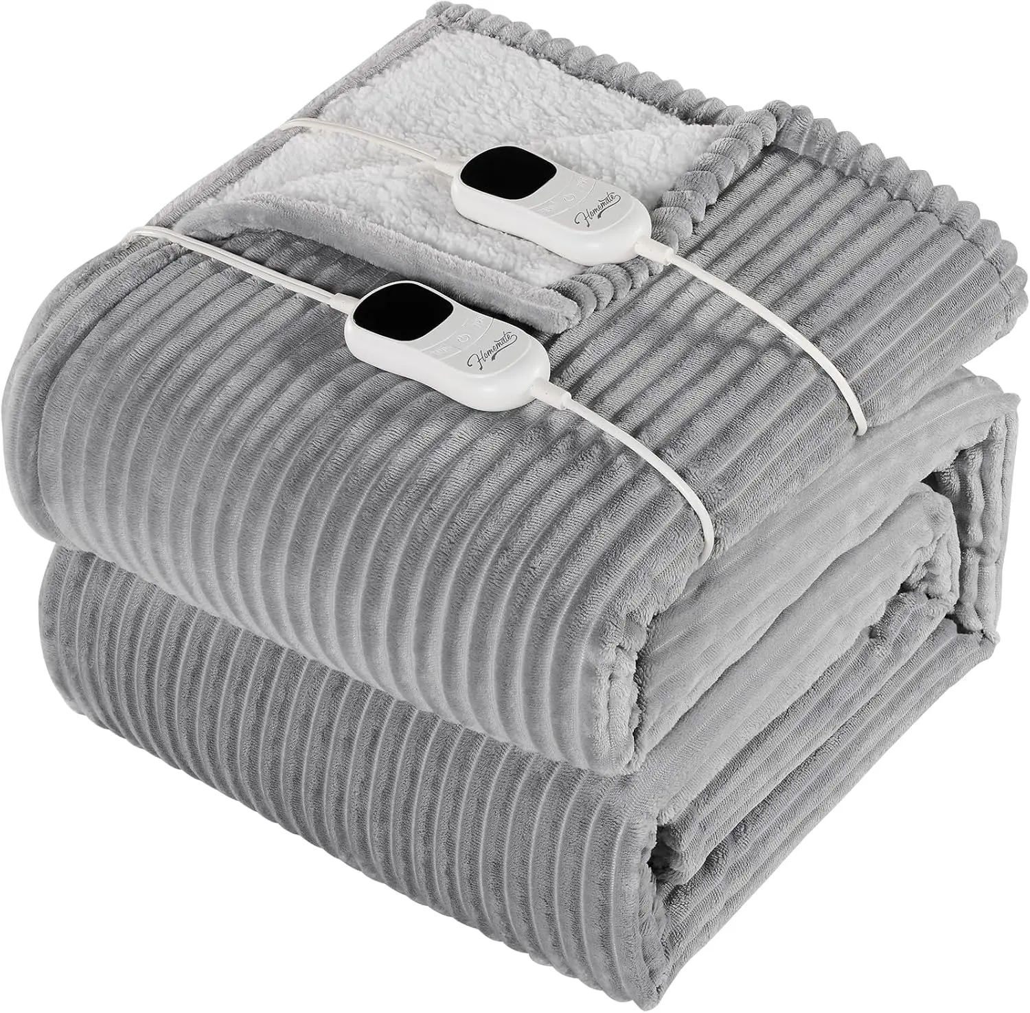 Electric Blanket King Size 100"x90" Heated Blanket 1/2/4/6/8 Hours Auto-Off 10 Heat Levels Over-Heat Protection