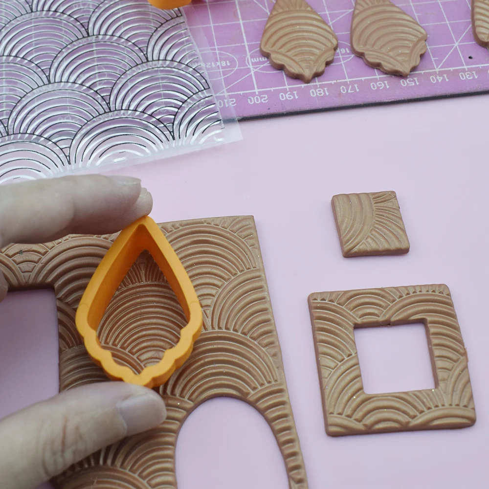 Wave Polymer Clay Texture Stamps Sheet Silicone Scrapbooking Clear Stamp Mat Shall Scale Pattern Rubber Stamps Seal Press Emboss polymer clay tools,clay craft tool