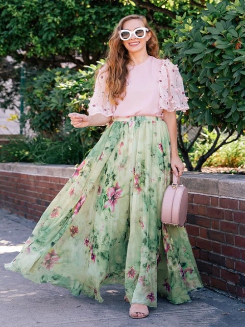 Chicwish Fashion Floral Print Chiffon Skirt For Women, Floor Length With  Elastic Waist - Skirts - AliExpress