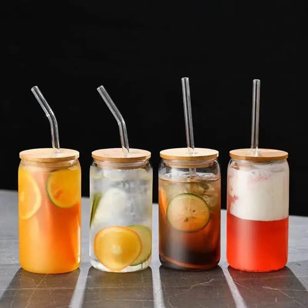 Description Picture 6 of itemGlass with Bamboo Lid and Glass Straw - Beer Shaped Drinking Mug 500ml Iced Coffee Cup for Parties