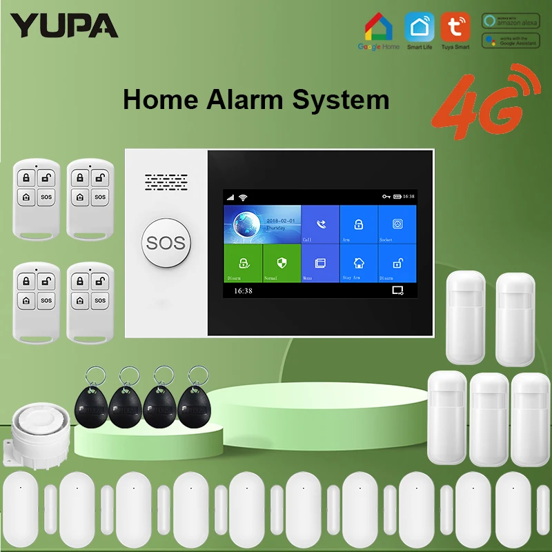 Wireless WIFI 4G Home Security Alarm System With 4.3 Inch Touch Screen