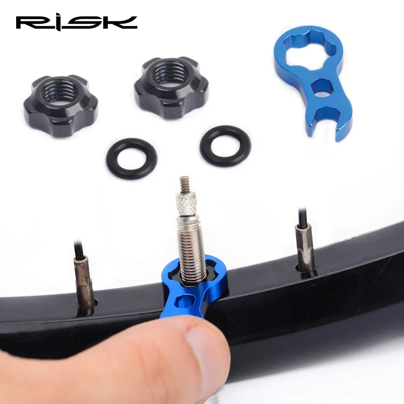 1 Set MTB Road Bicycle Tubeless Tire Valve Cap Vacuum Tire Nozzle Lock Mountain Bike Presta Valve Nut Install Wrench