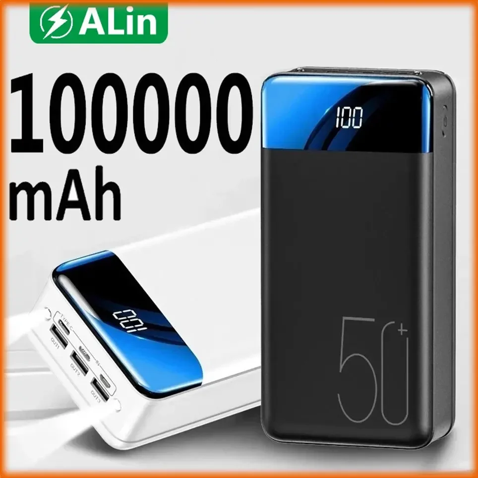 100000mAh Large Capacity Power Bank Mobile Phone Super Fast Charging Power Bank Tablet Phone External Power Supply