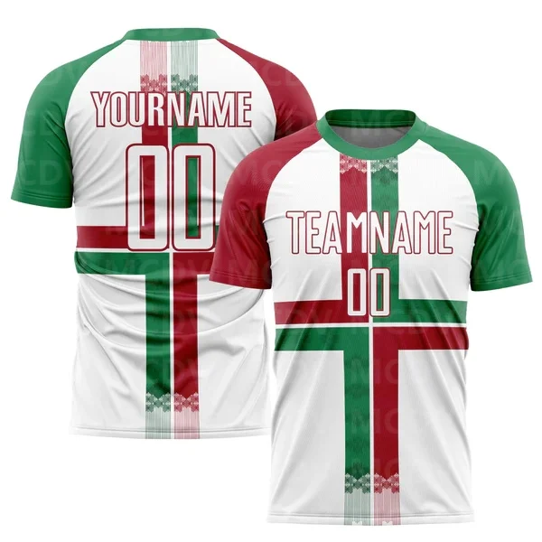 Custom Green Grass Green-White Sublimation Soccer Uniform Jersey Discount