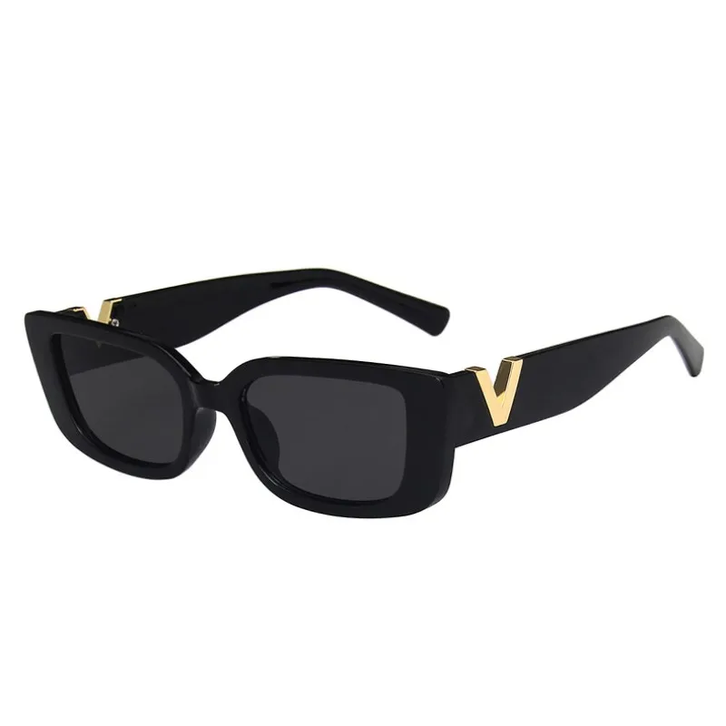 A pair of Retro Rectangle Women's Sunglasses with gold accents.