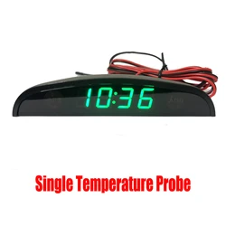 Multi - Color LED Display Car Dashboard Thermometer and Clock with Dual Temperature Sensors (Green Light - 1)