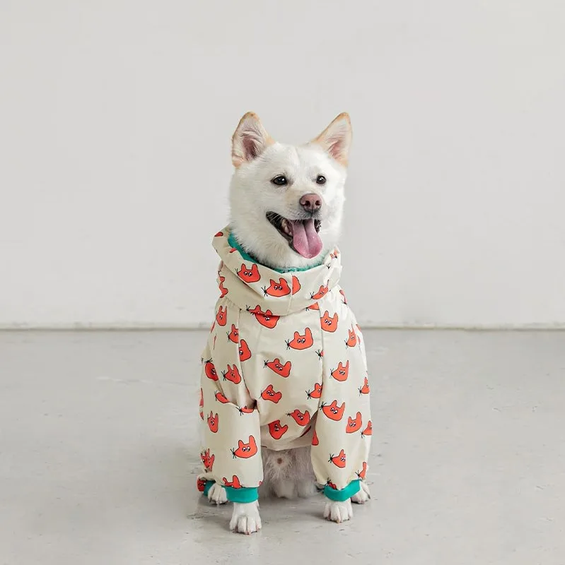 Cartoon Style Raincoat For Dogs With Convenient Zipper