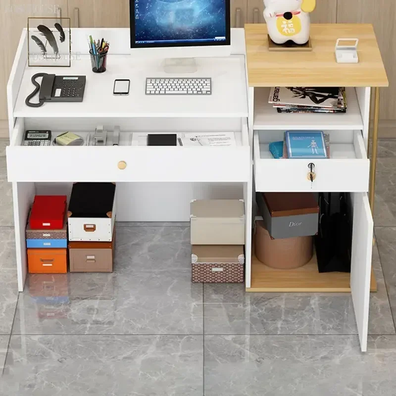 Modern wood Reception Desks Beauty Salon Clothing Store checkout counter Simple Supermarket Cashier Hotel Small Reception desk Z