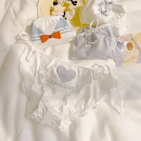 Sous-vêtements en coton pour femmes, culotte Sexy à lacets, Lolita Lori Kawaii, nœud papillon, cœur mignon, slip à nouer doux et respirant, Lingerie 3