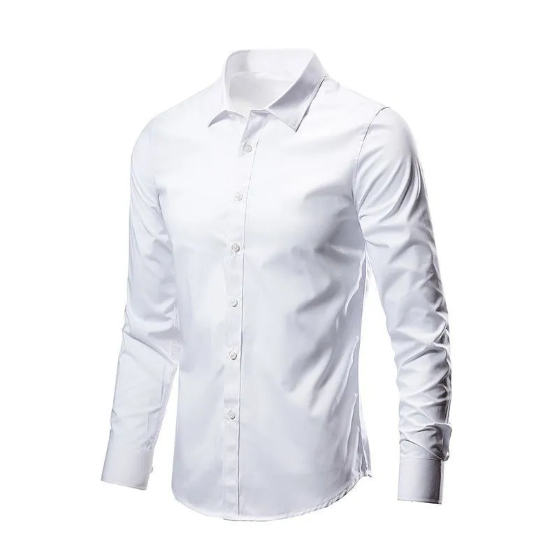 Men's Classic Blue Shirt French Cuff Solid Shirt Jacket Placket Formal Business Standard Fit Long Sleeve Office Work White Shirt