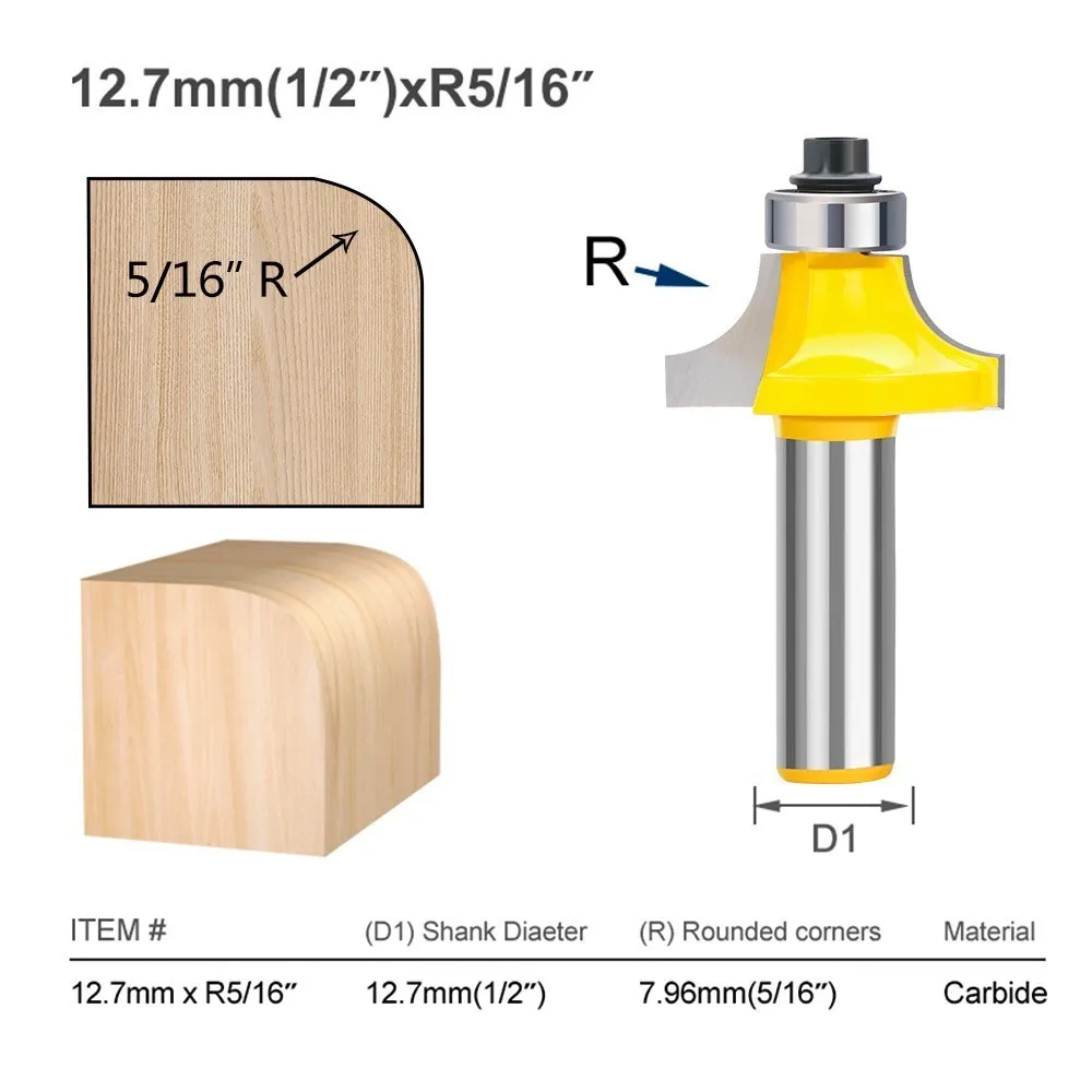 Premium Corner Round Over Edging Router Bit for Woodworking - 1/2 Inch Shank