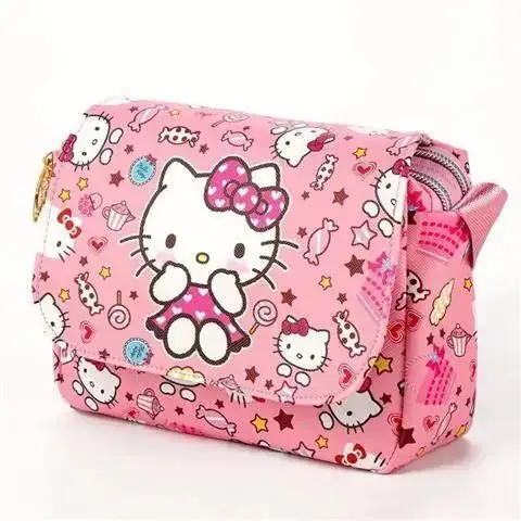 TAKARA TOMY Hello Kitty New Ladies Double Zipper Buckle Waterproof Mobile Phone Bag Shoulder Messenger Small Bag women mobile phone shoulder bags messenger bag wallet ladies handbag mouth print leather crossbody small card holder coin purse