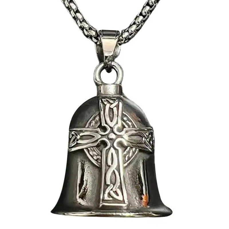 Vintage Ornament Motorcycle Bell Charm Riding Bell Necklace For Men Motorcycle Accessories Jewelry With Stainless Steel Chain vintage cross wings angel guardian bell motorcycle necklace for men fashion charm bell pendant rider jewelry gift