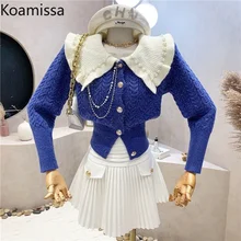 

Koamissa Spring Autumn Women Two Pieces Set 2022 Korean Outfits Cropped Cardigan Sexy High Waist Mini Short Skirt Chic New Suit