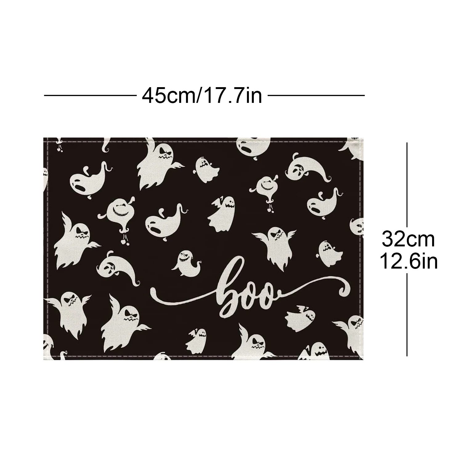 2023 Halloween Fiberflax Table Runner and Placemat Set - Washable Tablecloth with Pumpkin and Ghost Design for Dining Table Decoration - Image 8