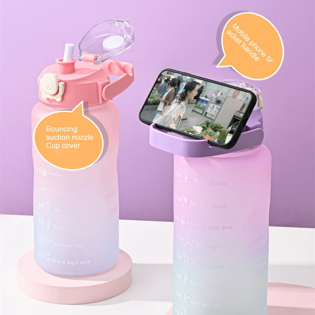 2 Liters Colorful Bottle with Straw Handle Mobile Phone Holder - AliExpress