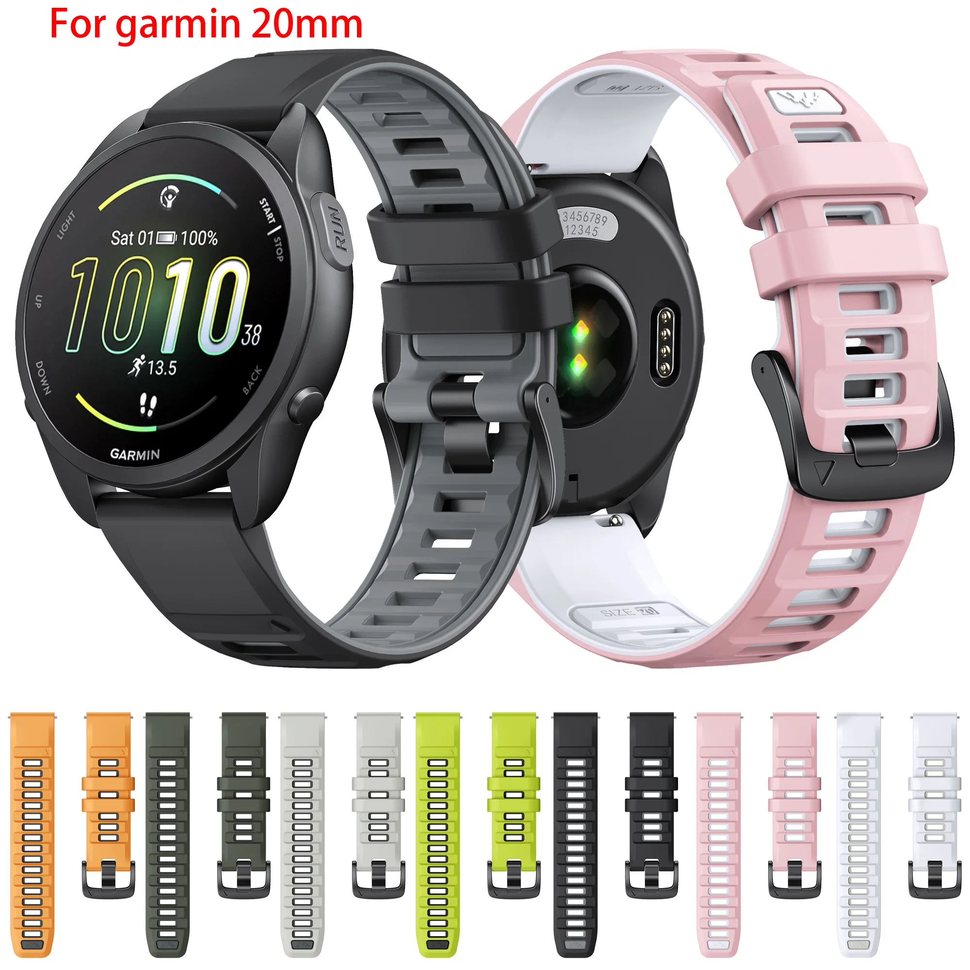 Premium 20mm Silicone Smart Watch Replacement Strap in Classic Black