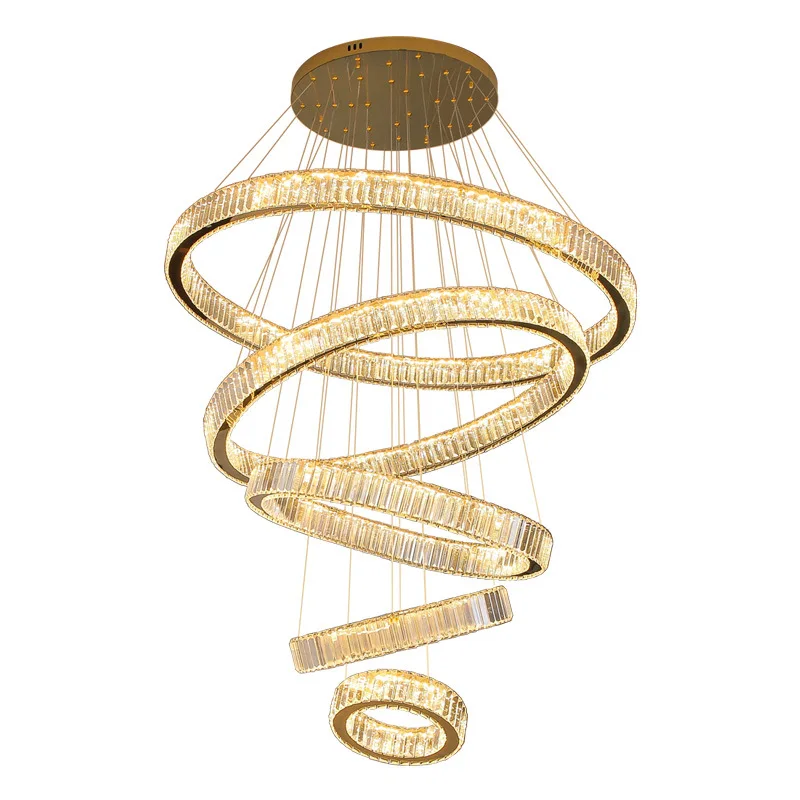 Modern Luxury Crystal LED K9 Chandelier Circle Rings Chandeliers Lighting Living Stairs Lamparas Pendant Lamp Fixtures Lights led chandelier,ceiling chandelier