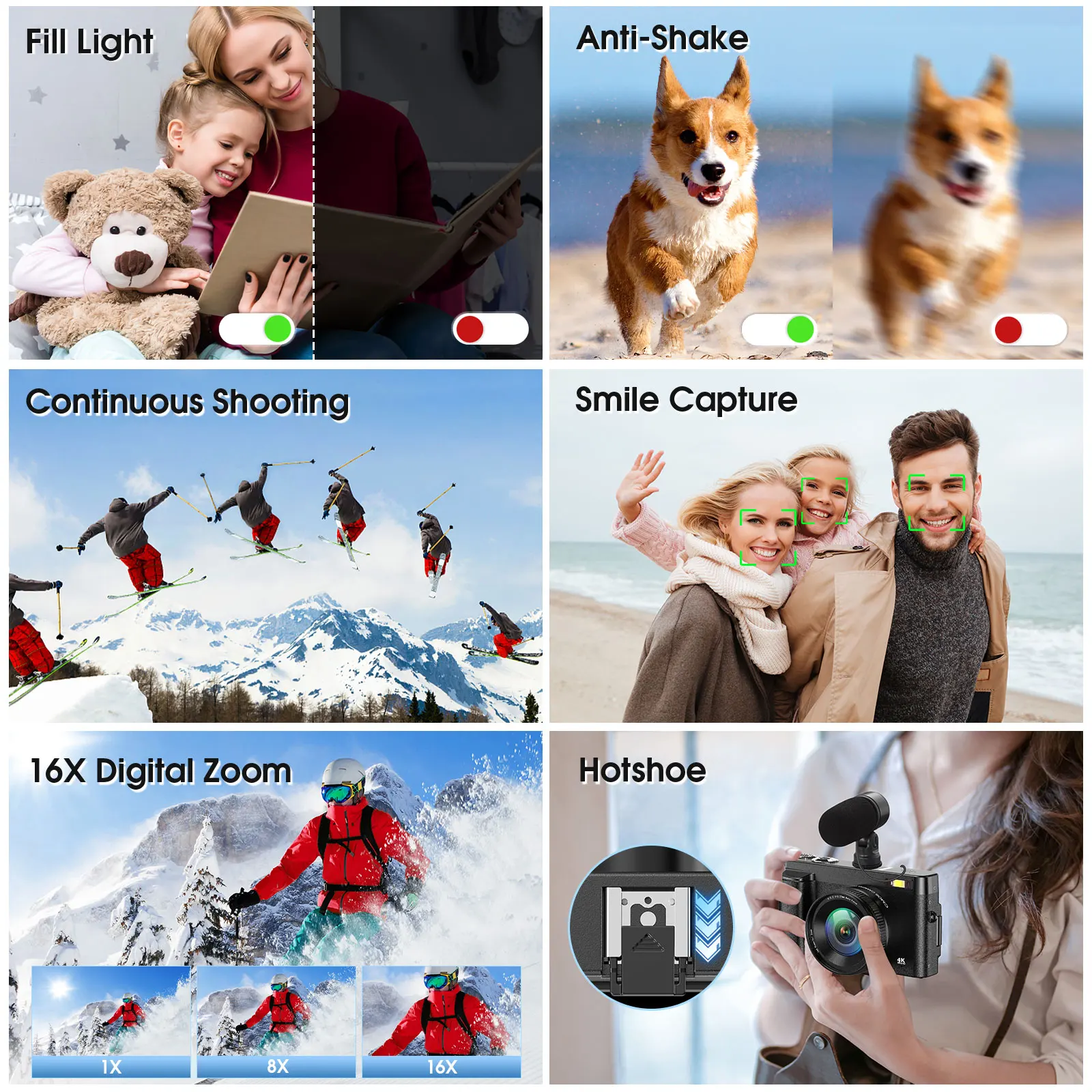 STUOGYUM 4K Vlogging Camera 48MP Digital Camera digital camera For Photography With Autofocus 3.0 Inch Touch Screen 180 Degree Flip Screen