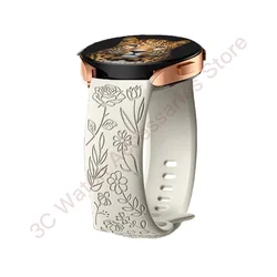 Rose Engraved Silicone Watch Band - 18mm, 20mm, 22mm - 18mm (Starlight)