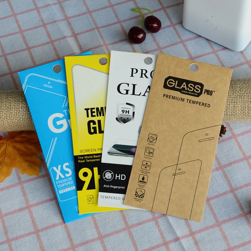 

200pcs Universal Paper Retail Package Packaging Box For Cell Phone 9H Tempered Glass Screen Protector Film