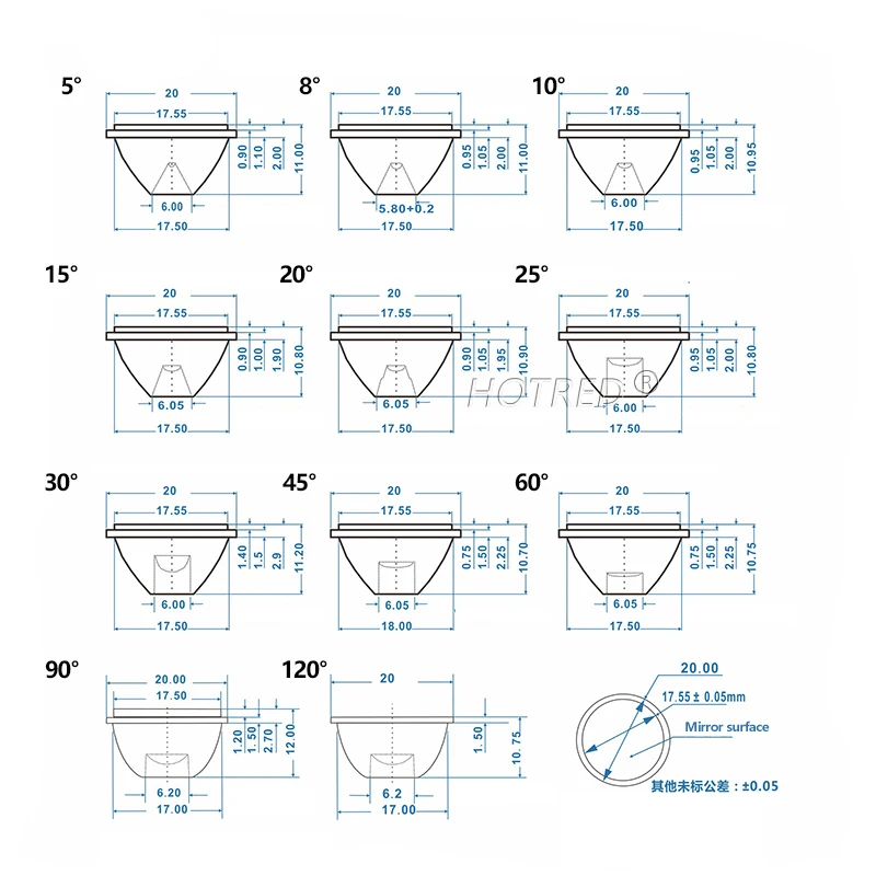 Optical LED Lens Acrylic Convex Lens Acrylic Lens Optical Lens Kit Optical Lens Accessories 1W 3W 5W LED Lens 20MM PMMA Lenses Bracket Reflector 10 30 45 60 90 120degree Reflector Collimator Convex Optical