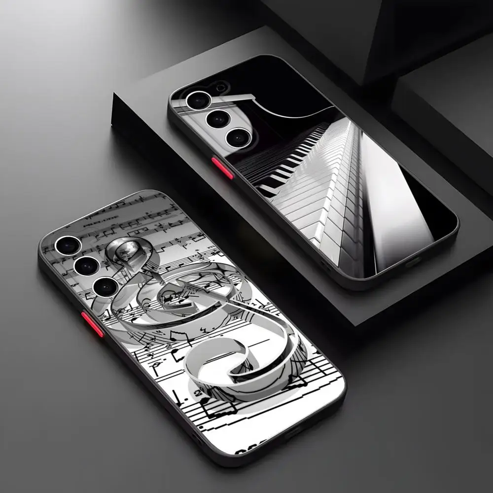 Matte Transparent Black & White Piano Keys Music Phone Case Cover