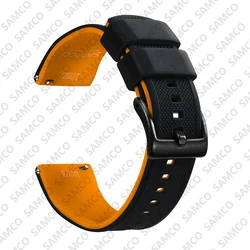 Enhanced Quick Release Silicone Watch Strap - Premium Rubber Band Replacement - 22mm (Black Orange 2)