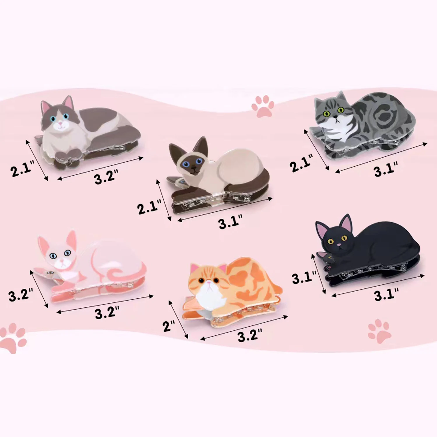 Cute Cat Hairpin Set 6