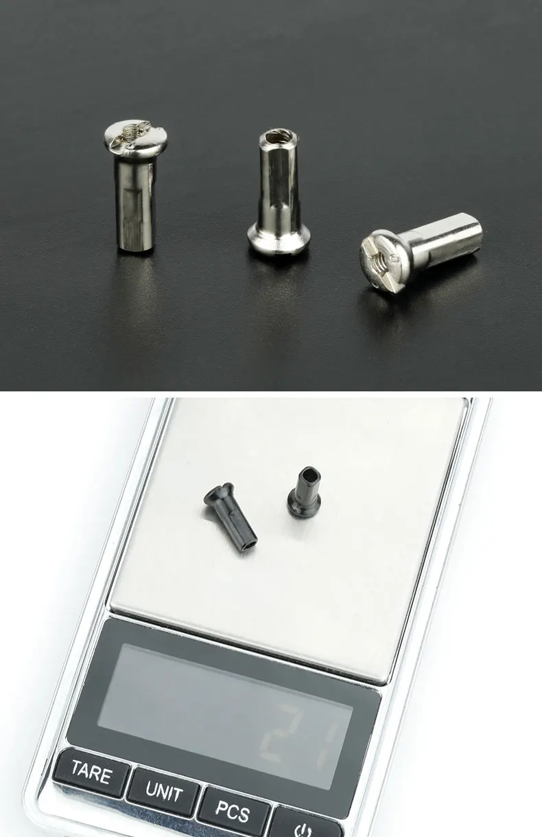 100 Stück Messing Speichen nippel 14g 13g 12g MTB Rennrad Rad E-Bike Roller Felgen kappen Cu Muttern Kupfer teile beschichtet – Detail 7