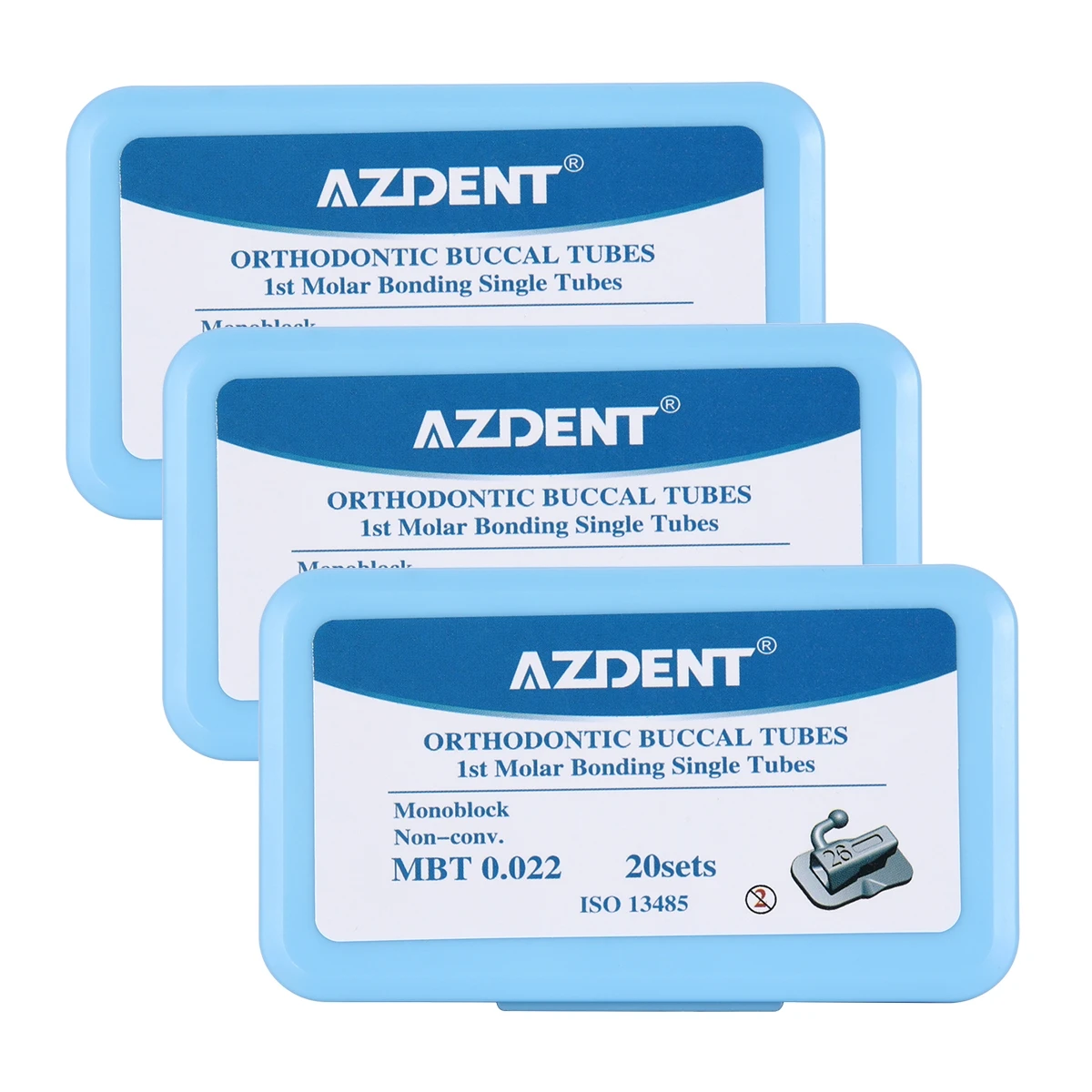 10 Boxen AZDENT Dental Orthodontic Buccal Tubes 1st Molar Bondable Monoblock 80 Stück/Box Nicht umwandelbare Einzeltuben Roth 0,022 – Detail 11