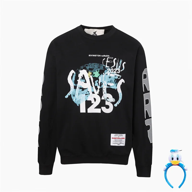 

Толстовка с масляным принтом, круглым вырезом и надписью