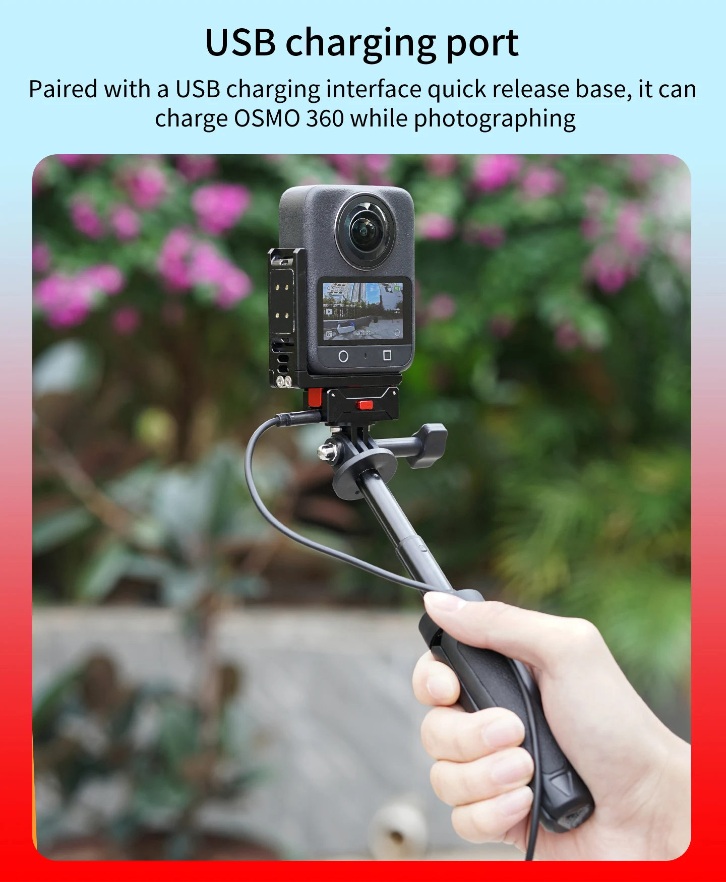 Magnetische L-Halterung, Schnellverschluss, horizontale vertikale Halterung mit Ladekontakten für DJI OSMO 360-Kamera, Vlog-Reitstativ – Detail 7