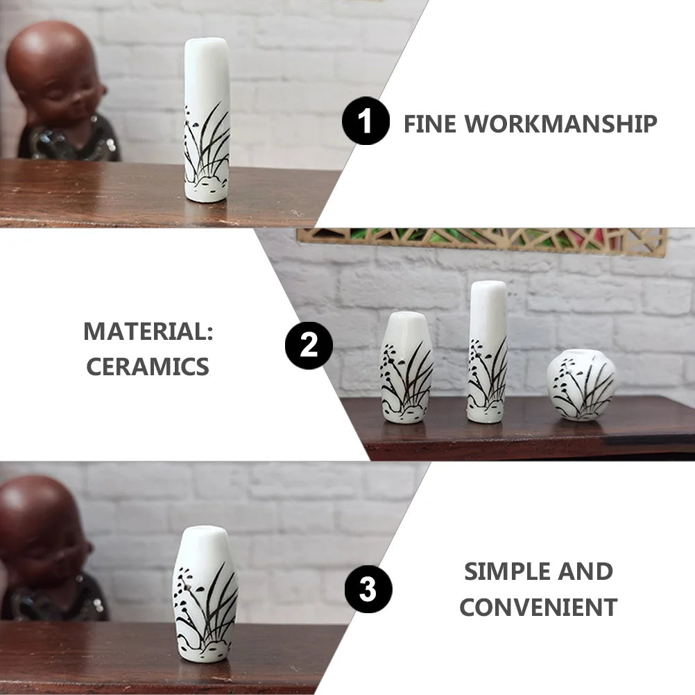 3 Pcs Small Vase Orchid Pot Miniatures Plant Vases Retro Decor House Props Accessory 4