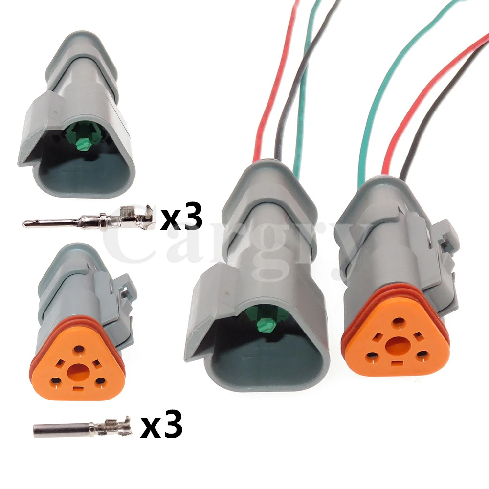 

1 Set 3P DT04-3P-E008 DT04-3S-E008 Car Pump Truck Nozzle Wiring Terminal Socket Auto Starter Male Female Docking Plug
