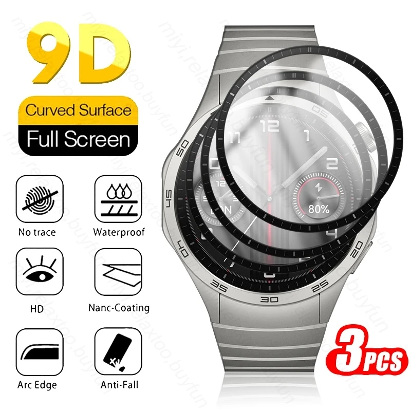 

3PCS 9D Curved Soft Protective Glass For Huawei Watch GT 4 GT4 WacthGT4 41MM 46MM Smartwatch Full Cover Screen Protector Film HD